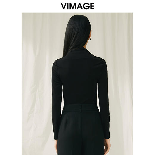 VIMAGE纬漫纪春季新款设计感小众修身小上衣女V1913507 商品图4