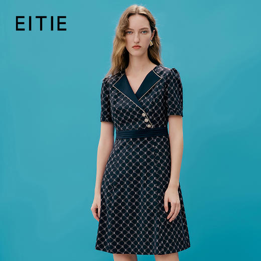 EITIE爱特爱春季新款气质优雅小翻领显瘦连衣裙7307035 商品图0