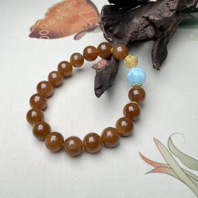 和田玉单圈-糖色海纹圆珠