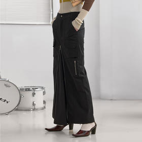 NUTH“思维分叉”｜黑色多口袋长裙结构拉链设计感半身裙