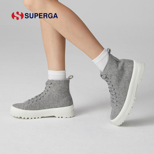 SUPERGA毛呢高帮休闲鞋 耐磨防滑 秋季时尚百搭车轮底女鞋 商品图4