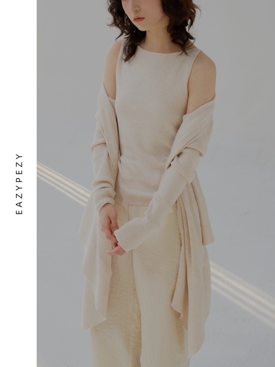 EAZYPEZY 2023SS 意大利苏文金棉法式船领背心