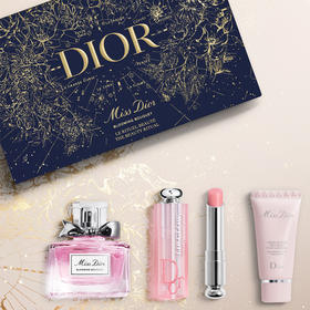 【情人节礼物】Dior迪奥小姐花漾淡香水节日套装润唇膏护手霜 花漾女士淡香水30ml+魅惑润唇膏0013.2g+润手霜20ml