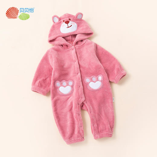 贝贝怡婴儿连体衣秋冬加绒保暖女宝宝哈衣爬服连帽衣服外穿冬装 商品图10
