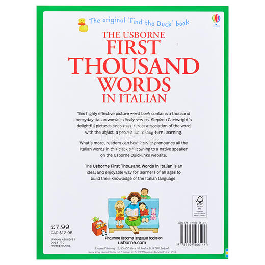 【中商原版】看图识1000意大利语单词 意大利文原版 英文意大利文双语 小语种 First Thousand Words in Italian 商品图1