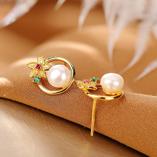 【曾经沧海】S925银镀金淡水珍珠花朵耳饰【CW-232412】2301 商品图2