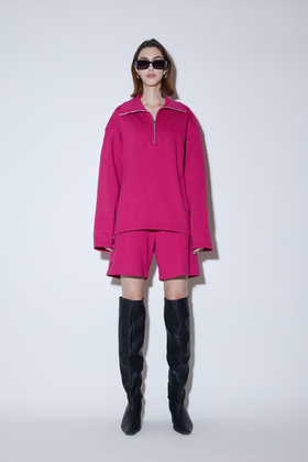 半拉链翻领卫衣