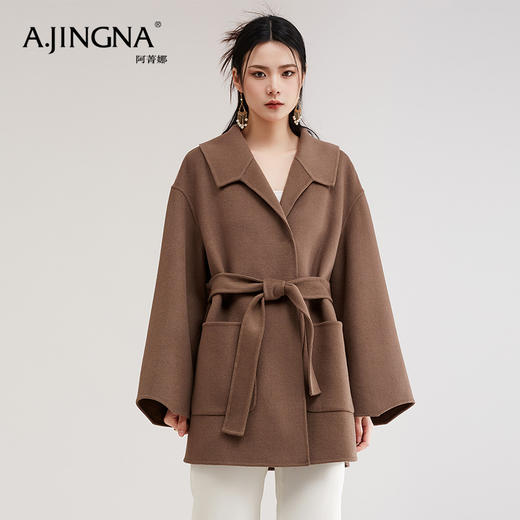 【限时折扣】阿菁娜高端时尚高阶艺术品气质款大衣A27D111059 商品图0