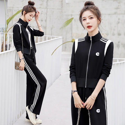 休闲运动套装女秋冬，新款人棉时尚设计感运动服两件套潮HR-GJC2310 商品图3