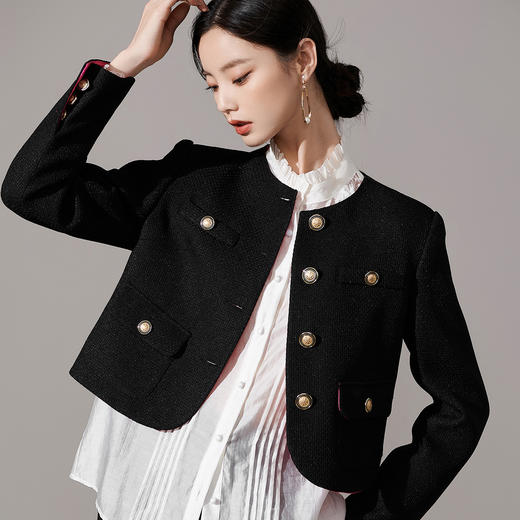 剩XL 芳外【名媛风法式小个子外套】2026春季新款小香风撞色女式外套 商品图0