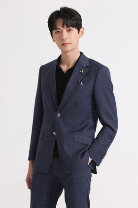 蓝色系西服 | 藏青格纹