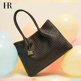 3楼HR手工编织全牛皮时尚菜篮女包（大号）