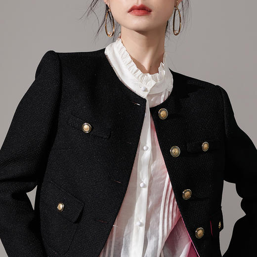 剩XL 芳外【名媛风法式小个子外套】2026春季新款小香风撞色女式外套 商品图4