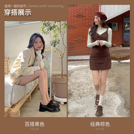 ZHR粗跟单鞋女2023年春季新款圆头乐福鞋复古英伦风厚底时尚女鞋 商品图3