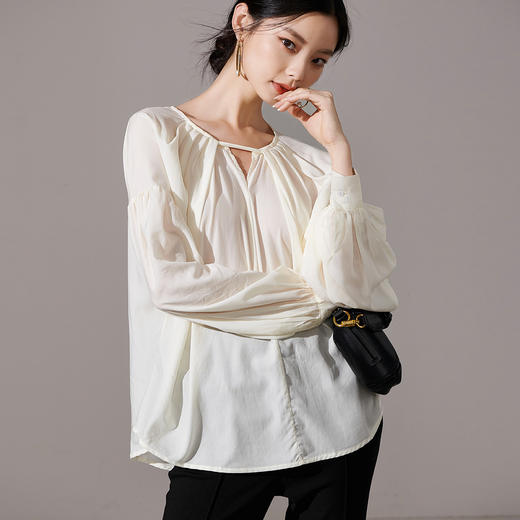 剩S/L/XL 芳外【法调小众设计感衬衫】2025春季新款宽松慵懒女式衬衫 商品图5