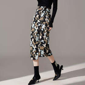 剩S 芳外【涂鸦拼色交叉半裙】2026春季新款立体裁剪交叉半截裙