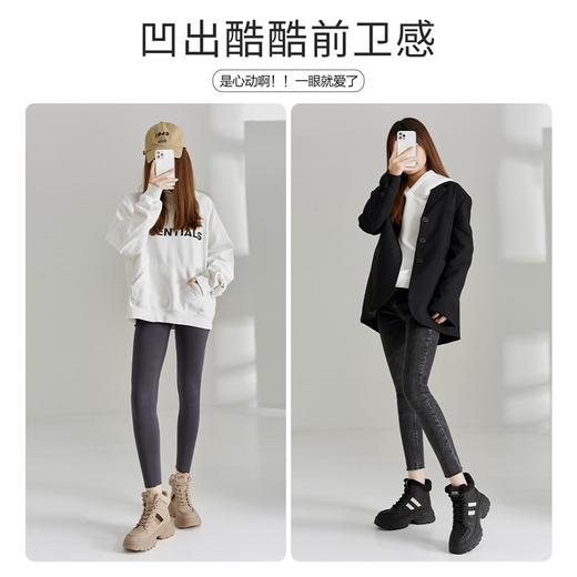 ZHR高帮鞋女2023春季新款厚底棉鞋加绒时尚黑色休闲百搭显瘦女鞋 商品图5