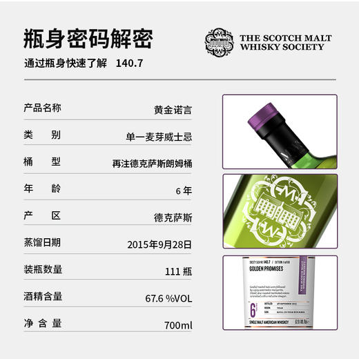 SMWS苏格兰麦芽威士忌协会 140.7 黄金诺言（买赠一年会籍） 商品图1
