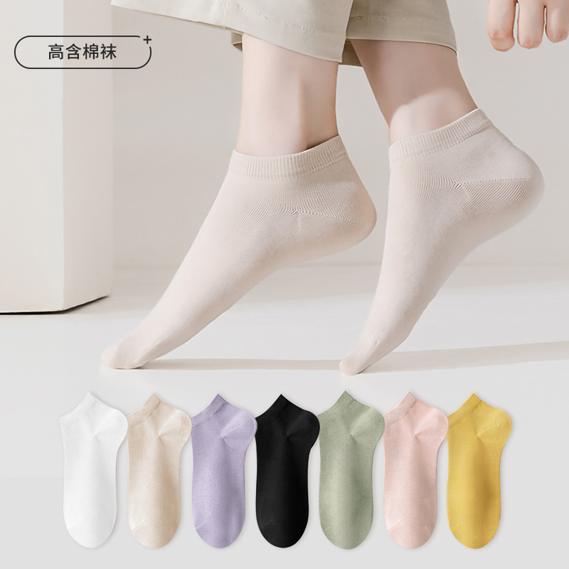 都市丽人简约系列高含棉袜子中厚船袜LC3DA2