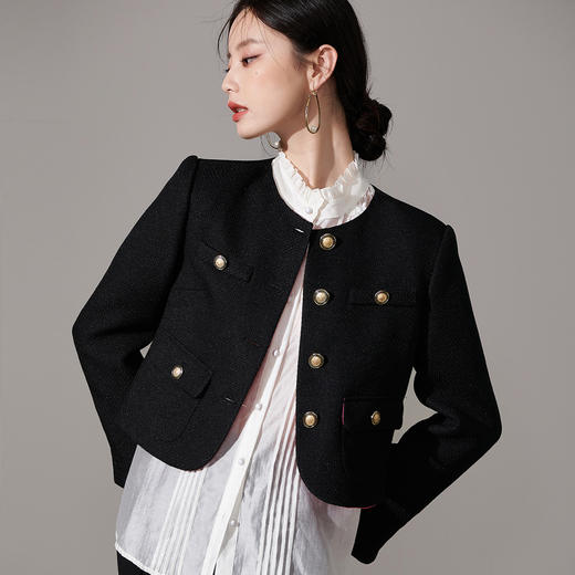 剩XL 芳外【名媛风法式小个子外套】2026春季新款小香风撞色女式外套 商品图1