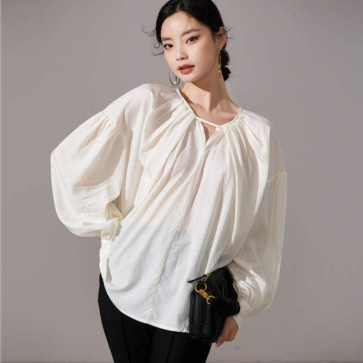 剩S/L/XL 芳外【法调小众设计感衬衫】2025春季新款宽松慵懒女式衬衫 商品图2
