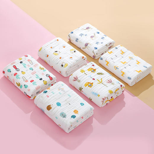 【六层高密110*110cm】沐沐熊婴儿六层童被纯棉儿童浴巾吸水宝宝纱布盖毯新生儿抱被 商品图2