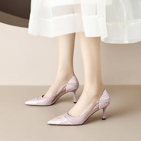 网纱高跟鞋女，新款粉色仙女风尖头细跟婚纱新娘鞋婚鞋伴娘夏季ZF3390
