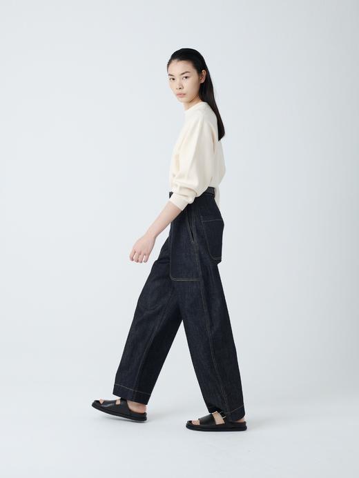 Studio Nicholson  深蓝色MEYER高腰阔腿工装裤 商品图3