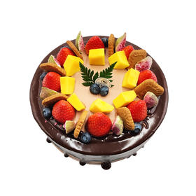 味美特“草莓芒果”草莓水果蛋糕-巧克力奶油搭配原味胚口感更美味-用草莓、芒果、焦糖饼干搭配更美味