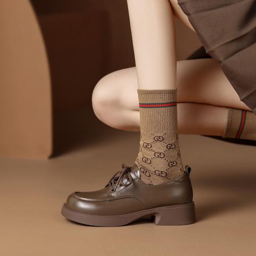 ZHR粗跟单鞋女2023年春季新款圆头乐福鞋复古英伦风厚底时尚女鞋 商品图8