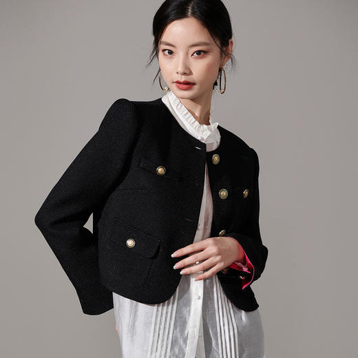 剩XL 芳外【名媛风法式小个子外套】2026春季新款小香风撞色女式外套 商品图2