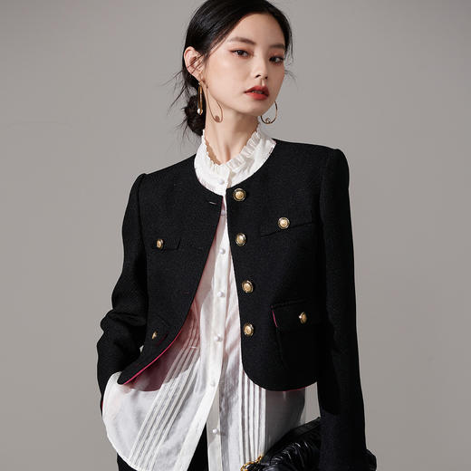 剩XL 芳外【名媛风法式小个子外套】2026春季新款小香风撞色女式外套 商品图5