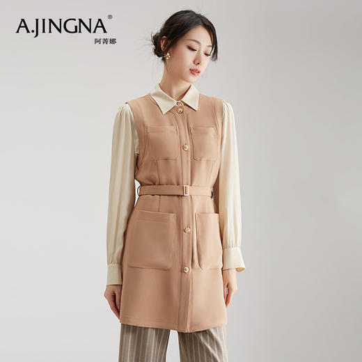 【特价不退换】阿菁娜质感纽扣都市通勤背心马甲裙A26Q103001 商品图0