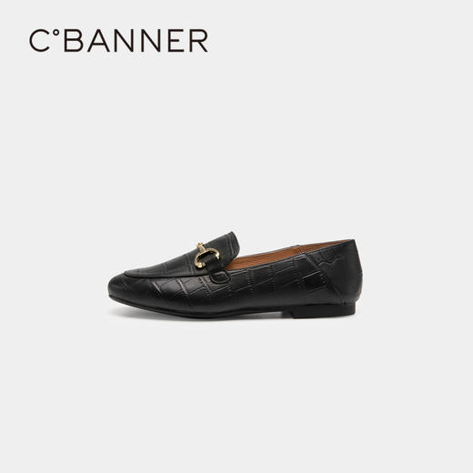 千百度女鞋春秋乐福鞋两穿豆豆鞋通勤平跟真皮小皮鞋气质 A23147535 商品图2