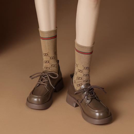 ZHR粗跟单鞋女2023年春季新款圆头乐福鞋复古英伦风厚底时尚女鞋 商品图7