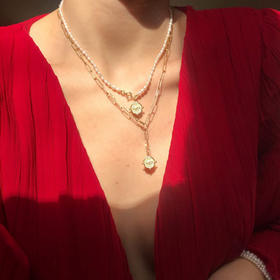 北京仓｜Barbóra-Eye-圆形守护之眼 珍珠 项链［希腊设计师]