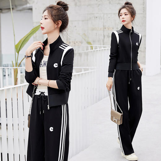 休闲运动套装女秋冬，新款人棉时尚设计感运动服两件套潮HR-GJC2310 商品图2