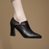 法式新款秋冬单鞋，黑色软皮尖头粗跟高跟高跟鞋蝴蝶结深口女鞋GLS514 商品缩略图6