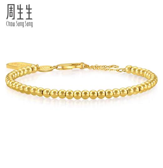 【计价黄金】2楼周生生文化祝福文化小品如意福牌圆珠黄金手链（约8g左右） 商品图1