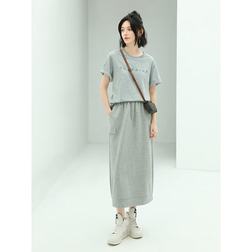 【专属秒杀】COCOBELLA重工字母刺绣运动风半身裙女宽松休闲工装风长裙HS606 商品图1