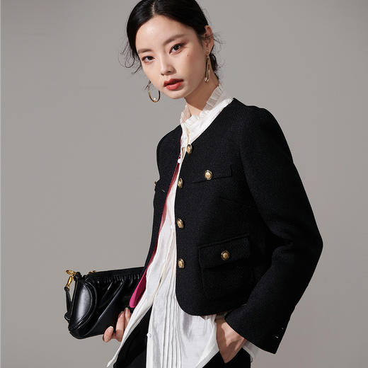 剩XL 芳外【名媛风法式小个子外套】2026春季新款小香风撞色女式外套 商品图3