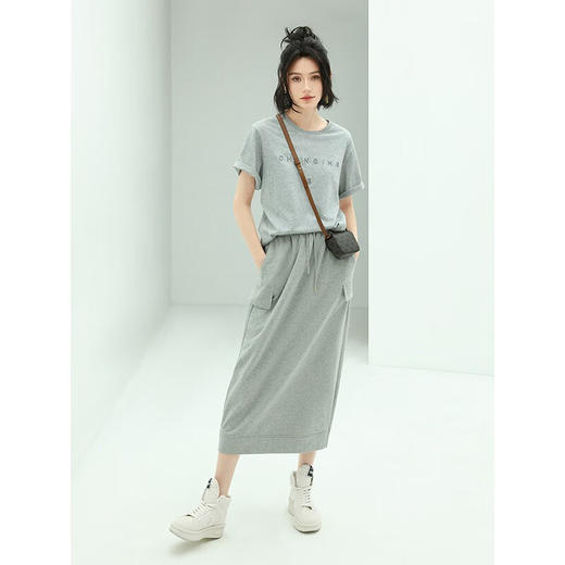 【专属秒杀】COCOBELLA重工字母刺绣运动风半身裙女宽松休闲工装风长裙HS606 商品图3