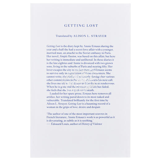 【中商原版】2022年诺贝尔文学奖得主 安妮 埃尔诺 迷失 英文原版 Getting Lost Annie Ernaux 商品图1