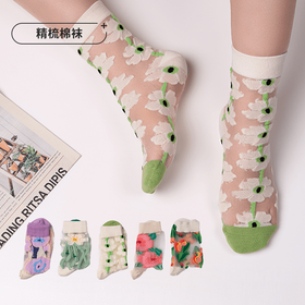 都市丽人时尚系列精梳棉袜子薄款中筒袜LC3EA2
