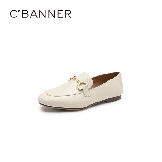 千百度女鞋春秋乐福鞋两穿豆豆鞋通勤平跟真皮小皮鞋气质 A23147535 商品图1