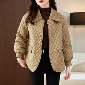 新款韩版宽松显瘦，小个子短款翻领羽绒服菱格外套HR-A71-969