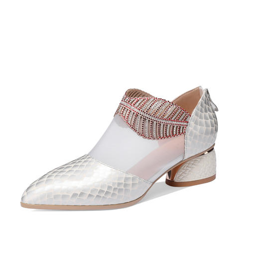 舒适百搭，网纱拼接粗跟低跟凉鞋YSML-A027-K410 商品图5