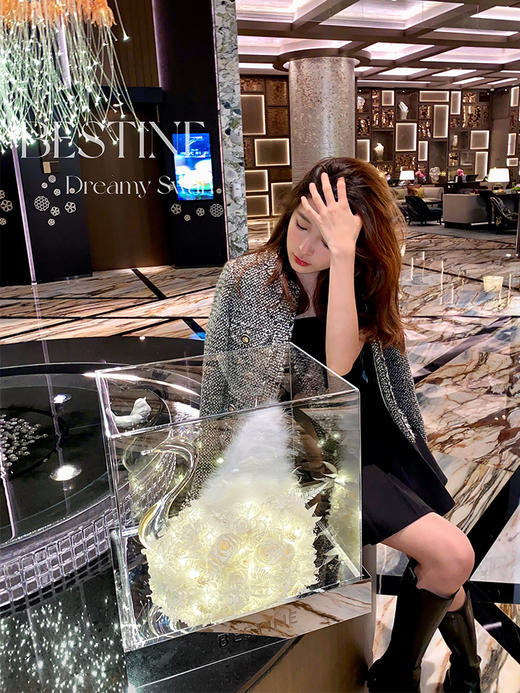 VBEINGS花语 天鹅湖之恋 mini/大号 永生花玫瑰花摆件礼盒送女友生日礼物情人节礼物 商品图1