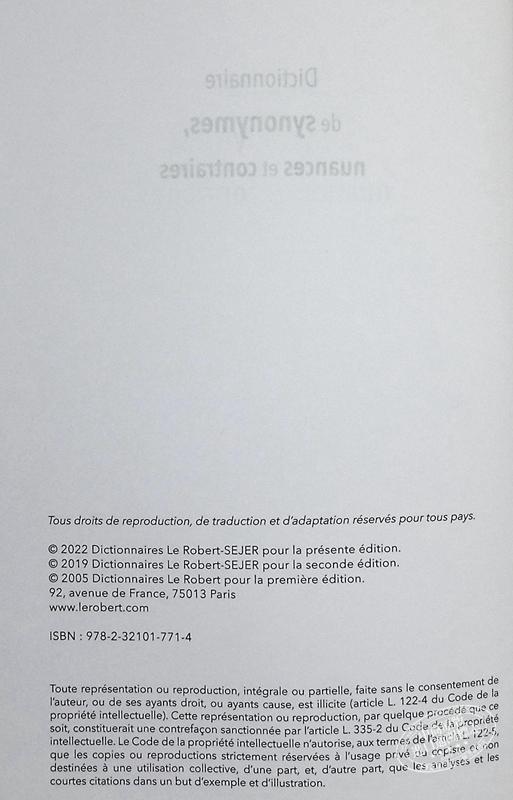 【中商原版】Le Robert法语同义词近义词及反义词词典 法文原版 Dictionnaire de synonymes nuances et contraires Team Le Robert 商品图3