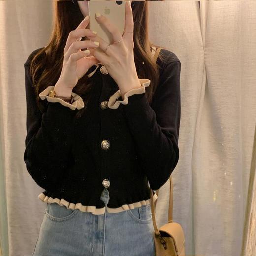 法式短款翻领内搭修身长袖毛衣女针织衫2023秋冬打底衫小个子上衣 商品图2